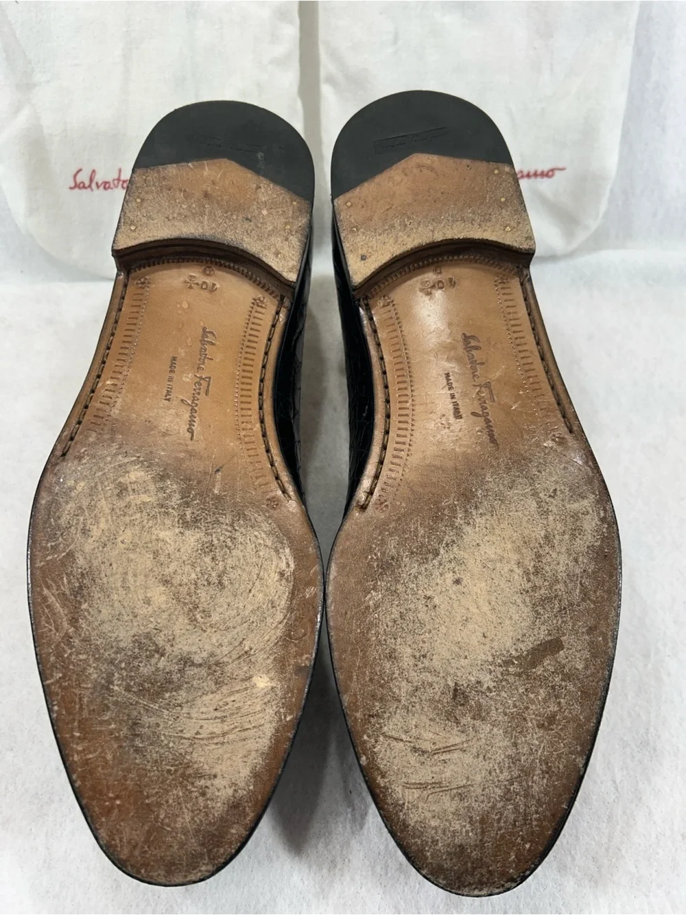 Salvatore Ferragamo Texas Black Crocodile Penny Loafers Mens 10.5 D Italy Box